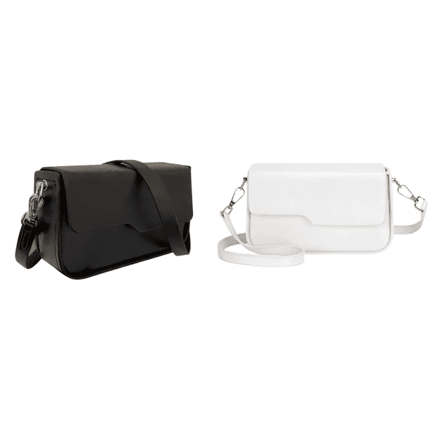 Bolso Mano para Mujer Bolso Cuadrado Pequeño Cuero PU Bolso para Mujer (negro)