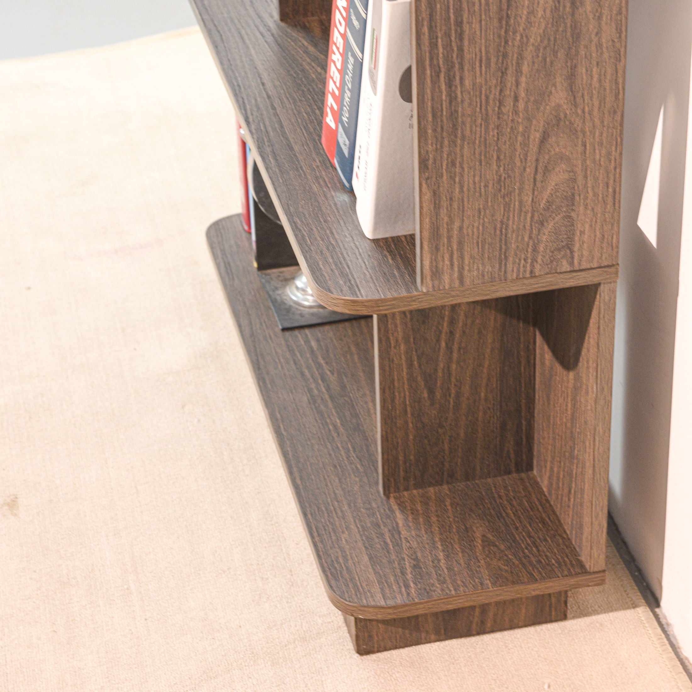 GDF Studio Derwin Modern 5-Tier Open Storage Bookcase, Wooden Media Bookshelf Organizer for Home Office, Dark Brown