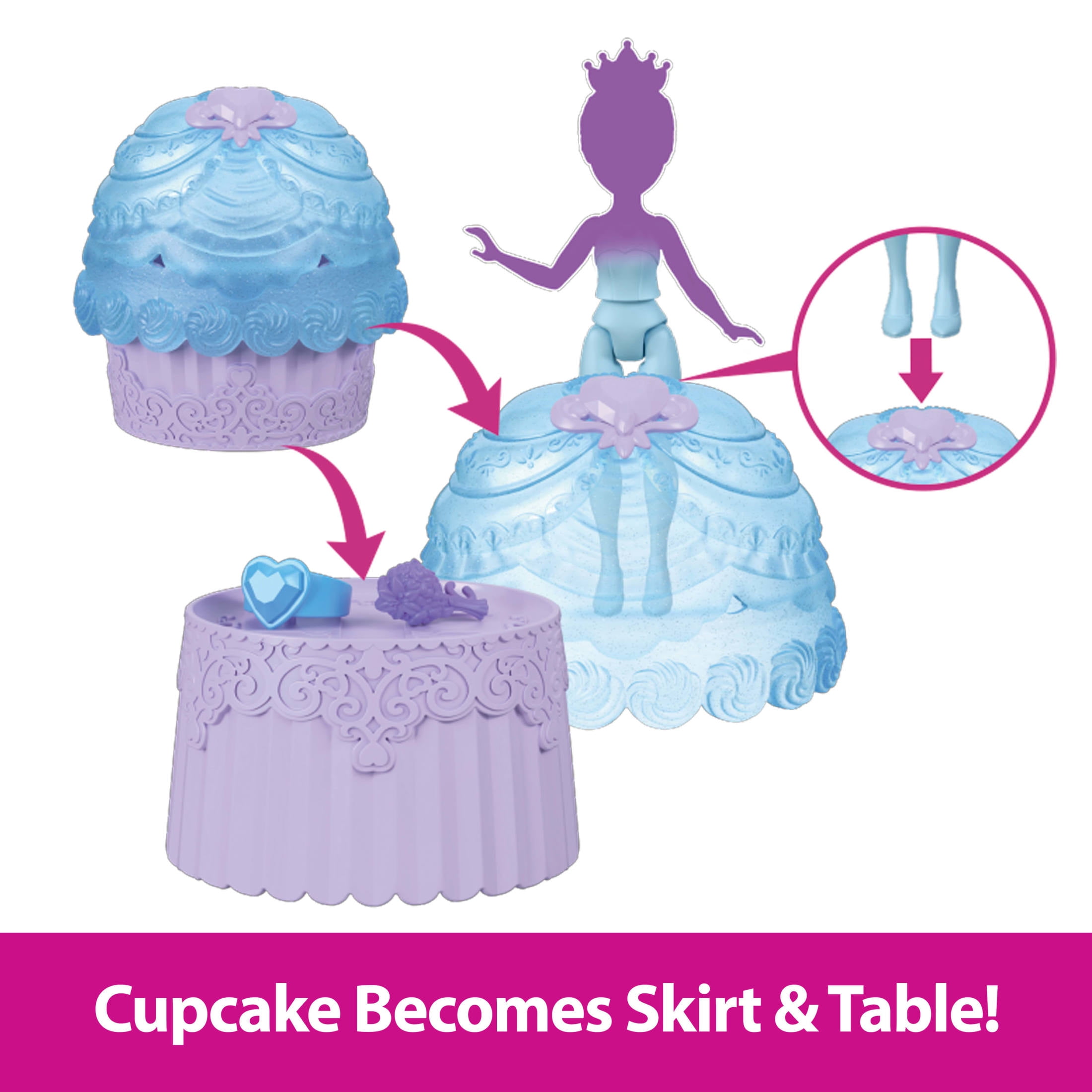Disney Princess Valentine Cupcake Small Doll Reveal with 5 Surprises Including Heart Ring for Child (Dolls May Vary)