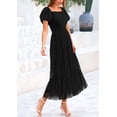 thumbnail image 4 of PRETTYGARDEN Women's Smocked Tulle Midi Dress Summer Square Neck Puffy Short Sleeve Ruffle Wedding Guest Party Dresses, 4 of 10