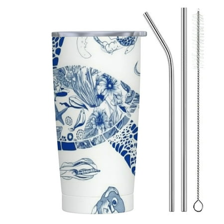 

Autua Turtle 20oz Stainless Steel Car Tumbler with Straw - Funny Birthday Gift for Men Women Dad Mom Friends - Insulated Travel Mug 20oz