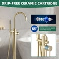 thumbnail image 4 of Free Standing Tub Faucet, High Flow Freestanding Bathtub Faucet with Handheld Shower & Gooseneck Spout, 360°Swivel Tub Filler, Brass Body, Brushed Gold, 4 of 9