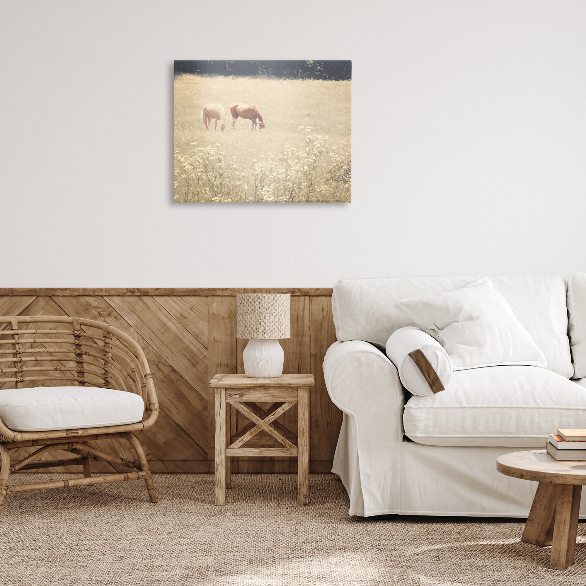 Stupell Industries Pair of Horses Grazing Landscape & Nature Photography Wrapped Canvas Art Print Wall Art, 30 x 24