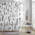 thumbnail image 3 of Gray Floral Leaf Shower Curtain, Watercolor Eucalyptus Botanical Spring Waterproof Shower Curtain Set with 12 Hooks Lightweight Bath Curtains Fabric Bathroom Decor 36x72 Inches, 3 of 9