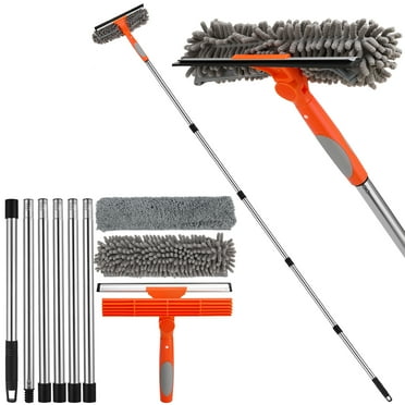 Armscye 62'' Window Squeegee Cleaner, 2 in 1 Window Cleaning Tool Kit with Extension Pole, Window Washing Equipment with Bendable Head, Glass Cleaning Tools for Indoor/Outdoor High Window