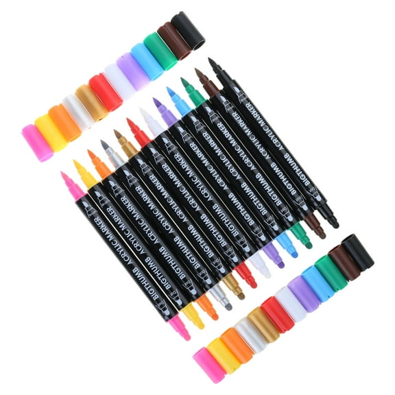 Paint Pens for Rock Painting, 12pcs Waterproof Pens for Glass Painting Art Drawing, Round Tip Acrylic Paint Marker Set