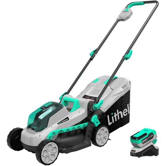 Litheli 20V 13" Cordless Lawn Mower with Brushless Motor + 4.0Ah Battery & Charger