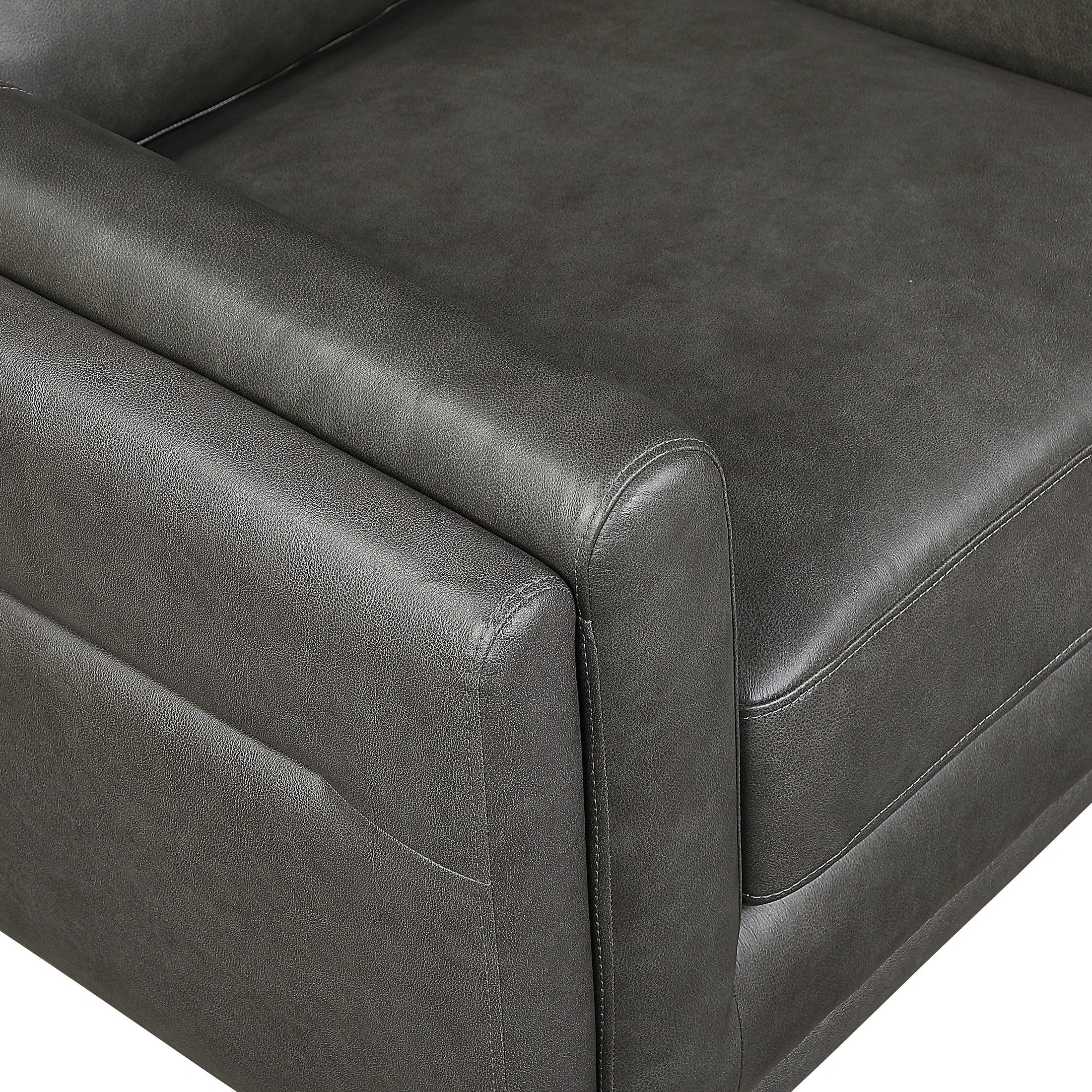 OakvillePark Husk Contemporary Leather Match Living Room Chair, Dark Gray