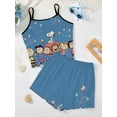 thumbnail image 1 of Conjuntos cortos para mujer, 2 piezas, pijama, falda, camiseta, top, vestido lencero, traje de mujer, Snoopy, ribete de lechuga, ropa elegante de verano 2024, 1 of 4