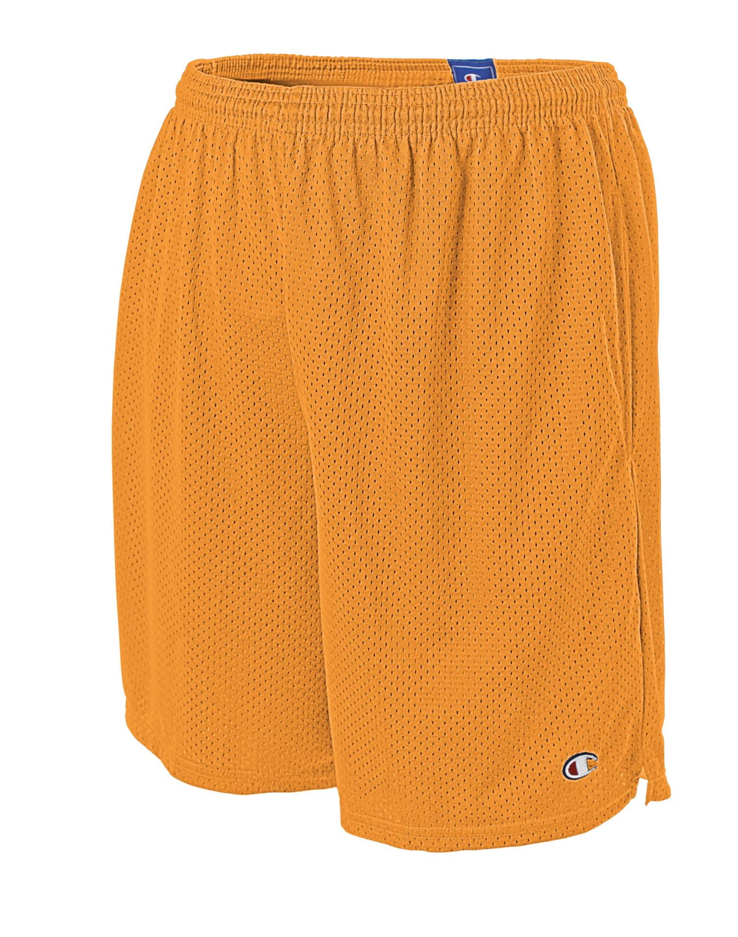 Champion Mens Long Mesh Shorts with Pockets, XL, Sungold