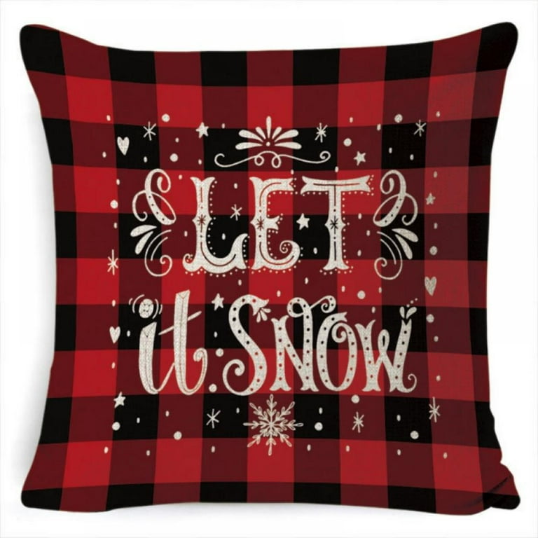 AENEY Christmas Pillow Covers 18x18 Set of 4, Buffalo Plaid Tree Snow Gnome  Rustic Winter Holiday Throw Pillows Farmhouse Christ