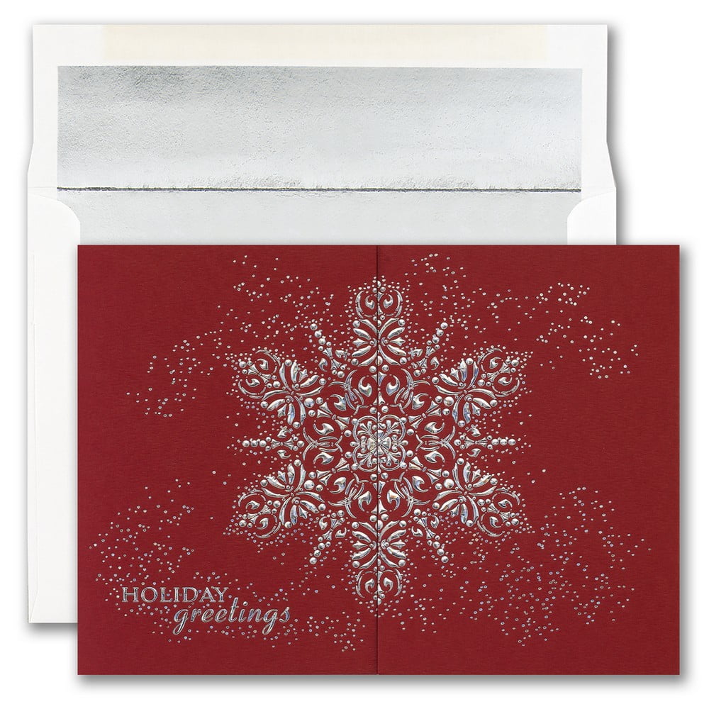 JAM Paper Blank Christmas Cards & Matching Envelopes Set, Dazzling
