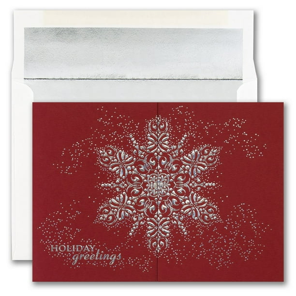 JAM Blank Christmas Cards & Matching Envelopes Set, Dazzling Snowflake