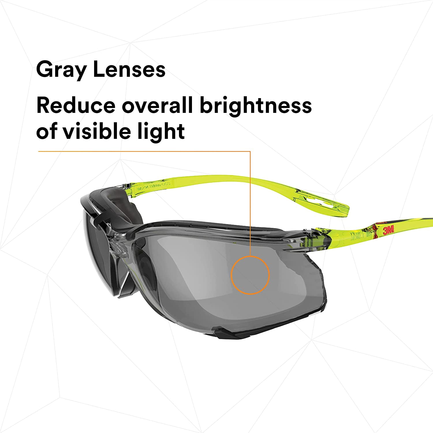 3m Safety Glasses,Gray,Foam Lined SCCS02SGAF-GRN-F