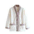 thumbnail image 2 of Women Soft Fuzzy Pajama Tops Long Sleeve Button down Flannel V Neck Pjs Winter Warm Sleepwear Lounge Pullover Shirt New Womens Fleece Sleepwear White L, 2 of 3