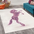 thumbnail image 2 of Horses Decorative Rug, Gallop Animal Motif Rearing up Blazing Devilish Moving Freely Theme, Quality Carpet for Bedroom Dorm and Living Room, 6 Sizes, Pale Fuchsia, by Ambesonne, 2 of 4