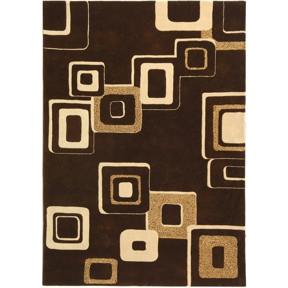 SAFAVIEH Soho Samia Geometric Wool Area Rug, Brown/Beige, 7'6" x 9'6"