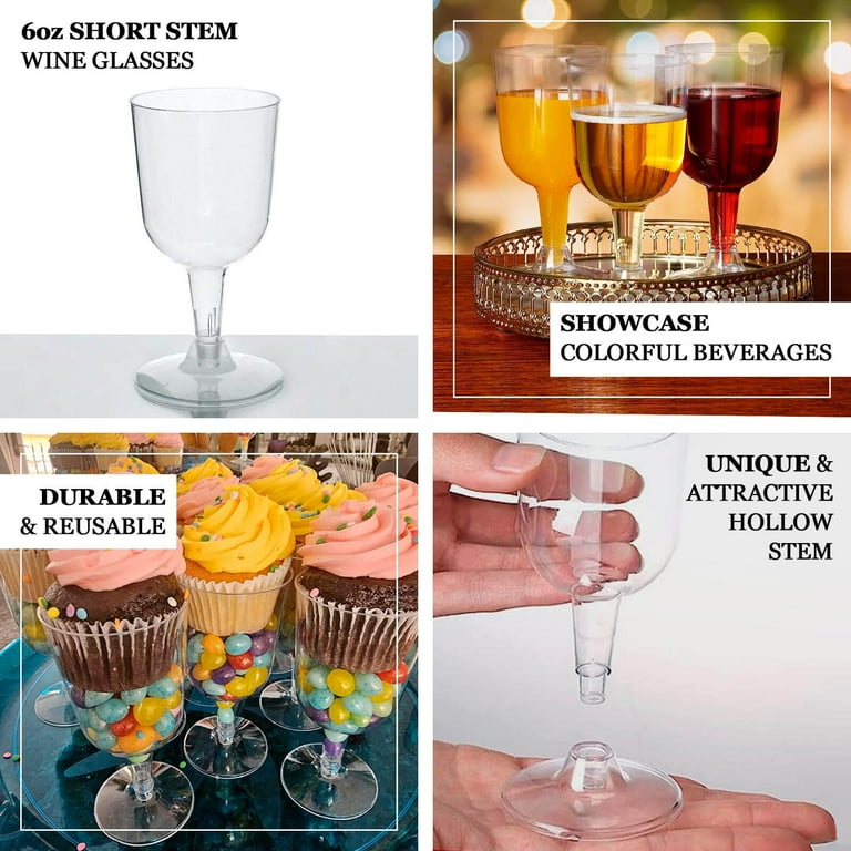 Efavormart 100 Pcs - Clear 5oz Disposable Plastic Wine Glass - Crystal  Collection - Walmart.com