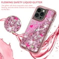 thumbnail image 4 of NIFFPD iPhone 14 Pro with Screen Protector（Anti Spy Privacy） + Camera Lens Protector, Bling Glitter Quicksand Sparkle Clear & Shockproof Protective Cover iPhone 14 Pro 6.1" Pink, 4 of 6