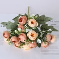 thumbnail image 3 of Ramo de Rosas Artificiales con Acentos de Tela de Satén, 40 x 16 cm, Disponible en Blanco, Rosa, Púrpura, Naranja, para Decoración del Hogar o Regalos, 3 of 7