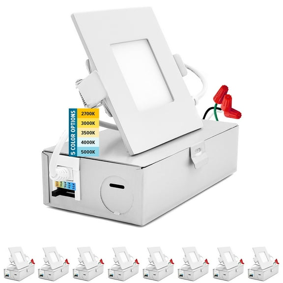 Sunperian 5/6 inch Recessed Lighting LED Can Light 5 Color Options 14W=90W 1100 Lumens Dimmable Wet Rated IC Rated 8 Pack