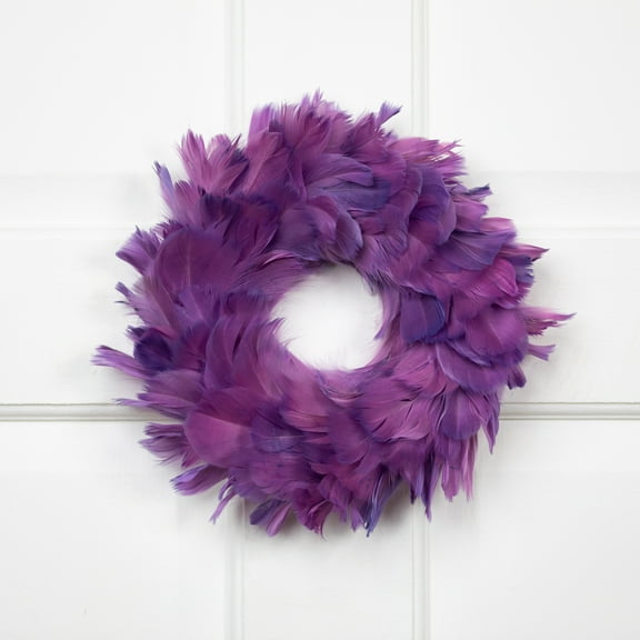 Northlight Layered Feather Christmas Wreath - 10" - Purple - Unlit