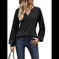 thumbnail image 1 of Camisetas de Larga para Mujer, Blusa con Escote en V Profundo, Elegantes e Informales, Moda 2025, Holgadas y Suaves, para Otoño e Invierno Negro XL, 1 of 10