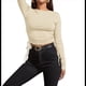 thumbnail image 2 of Camisa Corta de Cuello Redondo, Larga y Cordón Lateral para Mujer, Ajustada, Acanalada Albaricoque M, 2 of 7