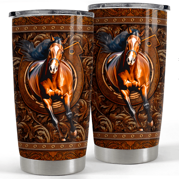 SANDJEST Horse Tumbler 20oz Horses Gifts for Women Men Stainless Steel Insulated Tumblers Coffee Travel Mug Cup Equestrian Gift for Birthday Christmas