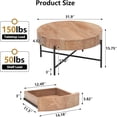 thumbnail image 2 of Table Basse, 31.9 Pouces Table Centrale Ronde Rustique, avec Deux Tiroirs, Assemblage Facile, pour Salon, Bureau, 2 of 5