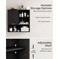 thumbnail image 3 of EYYTHUNG Fluted Wall-Mounted Cabinet Bathroom Modern Medicine Cabinet with Sliding Door Adjustable Shelf Wood Storage Cabinet, Black, 3 of 9