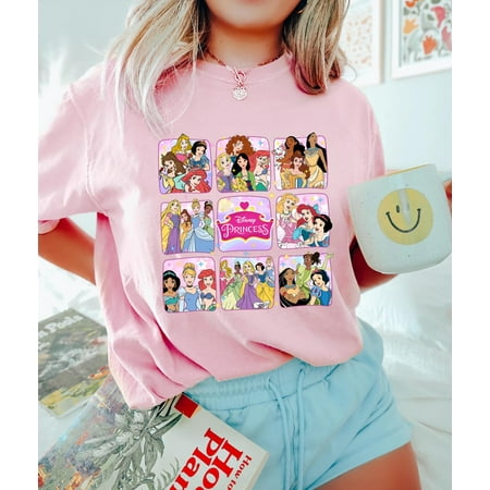 Comfort Color Retro Princess T-Shirt, Cinderella Snow White Ariel Belle Rapunzel Tee, Disneyland Shirt, Girl Disney Trip 2025