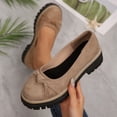 thumbnail image 2 of Zedker Platform Shoes Women Loafer Slip On-Suede Chunky Dress Loafers Casual Business Oxford for Work Khaki 43, 2 of 10