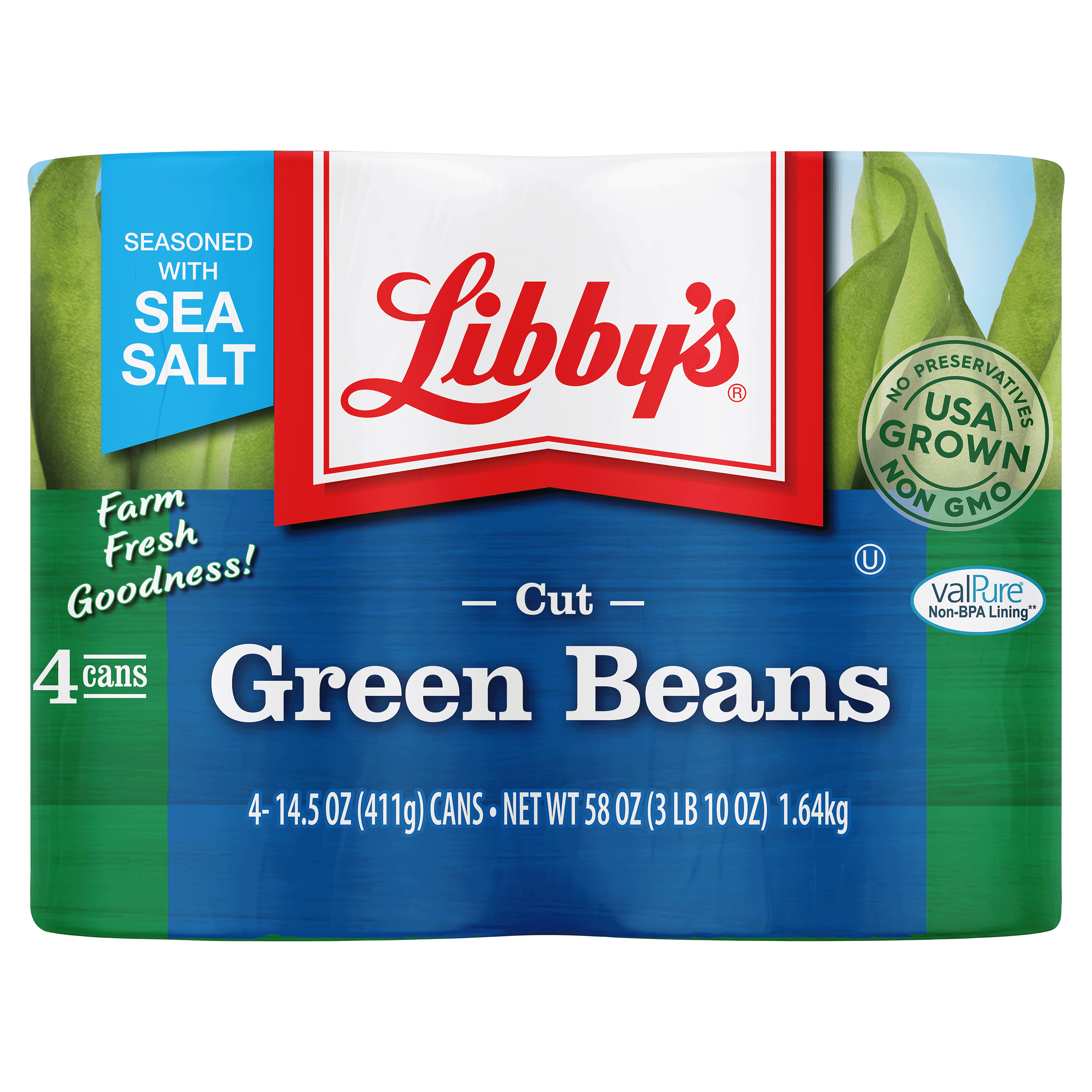 4 pack) Libby's Cut Green Beans, 14.5 oz, Freshly Picked, Pack of