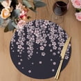thumbnail image 3 of Spring Cherry Flowers Round 13 Inch Placemats Set of 8, Pink Floral Blossom Vintage Black HeatResistant Non Slip Place Mats for Dining Table, Wipeable Braided Kitchen Table Mats for Housewarming, 3 of 9