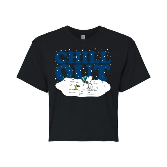 Peanuts - Chill Out - Juniors Cropped Cotton Blend T-Shirt