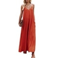 thumbnail image 3 of Lucakuins Mono largo para mujer, casual, correa de espagueti, color sólido, pierna ancha, pantalones holgados Lucakuins  moda, 3 of 7