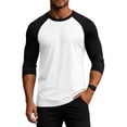thumbnail image 6 of Dresfit Raglan Shirts for Men 3/4 Sleeve Crew Neck Baseball Tee Summer Colorblock Athletic T Shirts Lightweight Breathable Lightweight Vintage Tops Black, 6 of 6