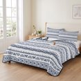 thumbnail image 2 of Queen Quilt Set 90''x96'', Blue Boho Stripes Lightweight Bedspread Coverlet Set with 2 Pillow Shams, Minimalist Geometric Tribal Ethnic Breathable All Season Quilt Bedding for Bedroom/Guest Room, 2 of 9
