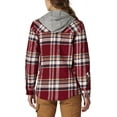 thumbnail image 3 of Dickies Women’s Flannel Hooded Shirt Jacket, Boyfriend Aged Brick Plaid, S, 3 of 7