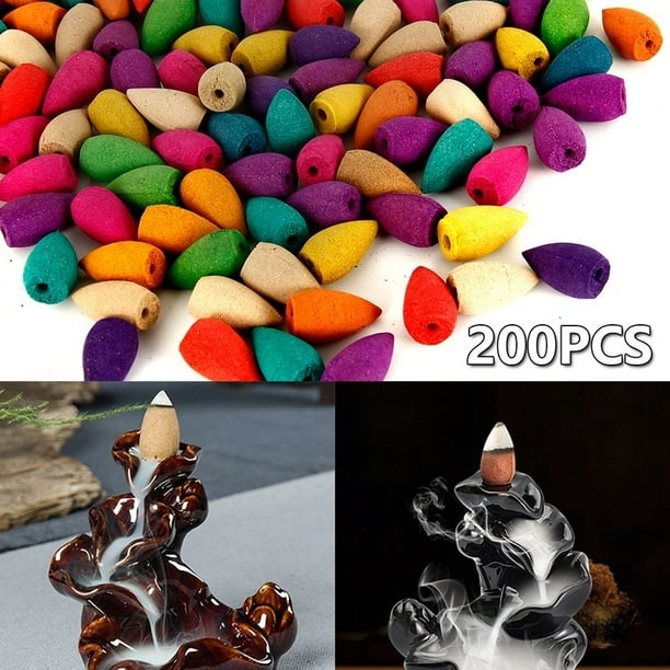 200Pcs Agilawood Backflow Incense Cones Natural Smoke Cones for
