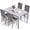 Gray, variant on MIERES 4-Piece Dining Set, Modern Kitchen Dining Set, 5-Piece Set, Metal and Glass Dining Table with 4 PU Leather Upholstered Chairs, Ideal for Apartments, Dining Rooms, and Small Spaces, Gray
