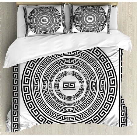 Greek Key Duvet Cover Set Traditional Meander Border Set With