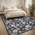 thumbnail image 3 of ODIKA 8'x10' Washable Area Rug Scatter Delicate Pink Scroll Motif Boho Entryway Decorative Entry for King Size Bedroom Under Bed, Master Suite, Non-Shedding, Easy Care, 3 of 7