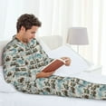 thumbnail image 6 of Naloa Transport Train Men’s Pajamas Set - Long Sleeve Button Down Sleep Shirt and Pajama Bottoms Sleepwear Set-X-Large, 6 of 7