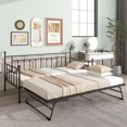 thumbnail image 4 of Kuurfuurdo Twin Daybed with Trundle-Metal daybed with pop up trundle for Adults Black - Twin, 4 of 5