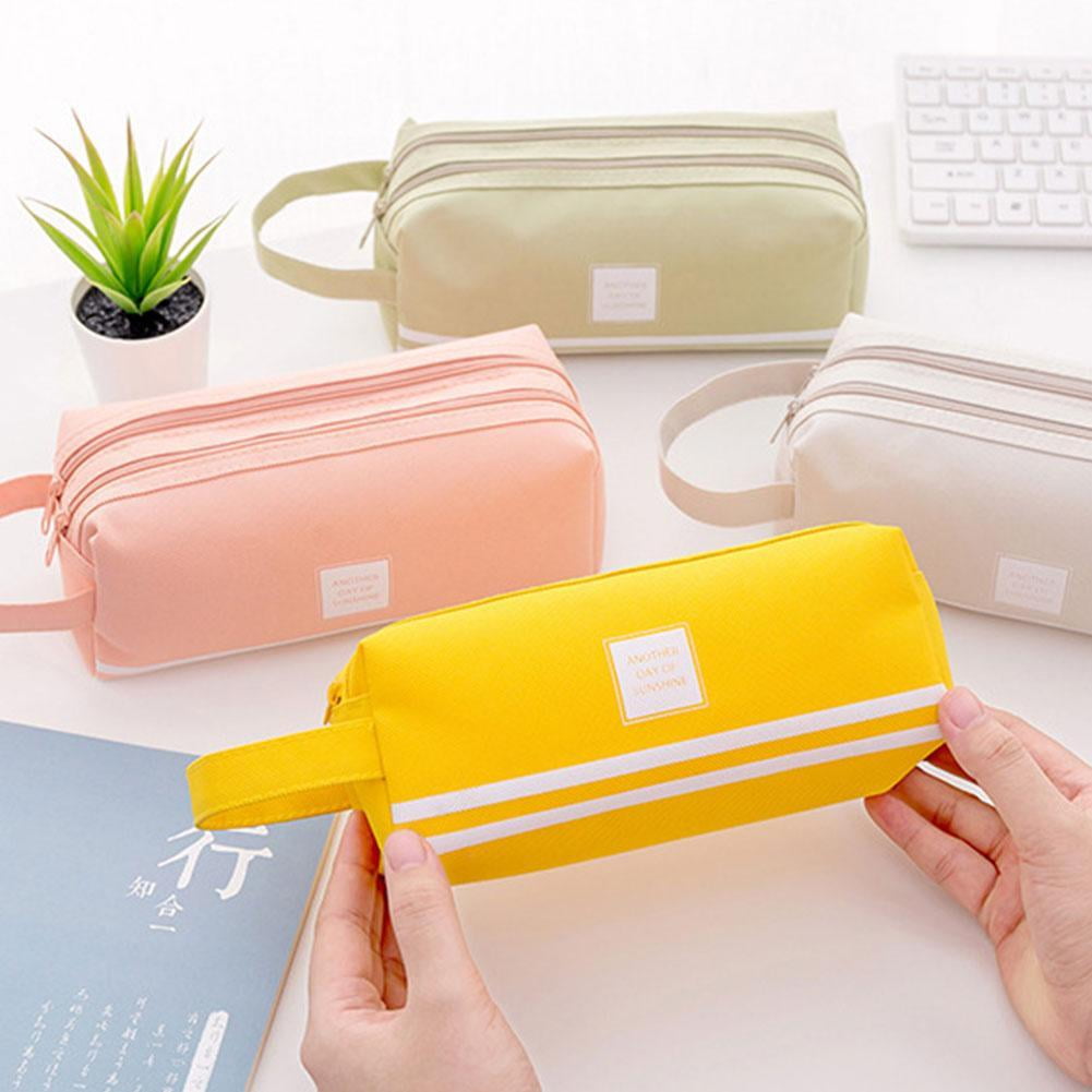 Large Capacity Pencil Cases Handheld Storage Pen Stationery Pouch Makeup Bags E6N6