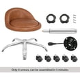 thumbnail image 6 of RONG-3 Rolling Stool Adjustable Swivel Stools Chair with Wheels & Back Support Round Tattoo PU Leather Salon Stools for Massage Spa, Retro Brown, 6 of 10