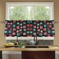 thumbnail image 4 of Yayeee Kitchen Curtains Tier Set of 2 Light Filtering 57"x24" Over Sink Window Panels, Red Block Pattern, 4 of 7