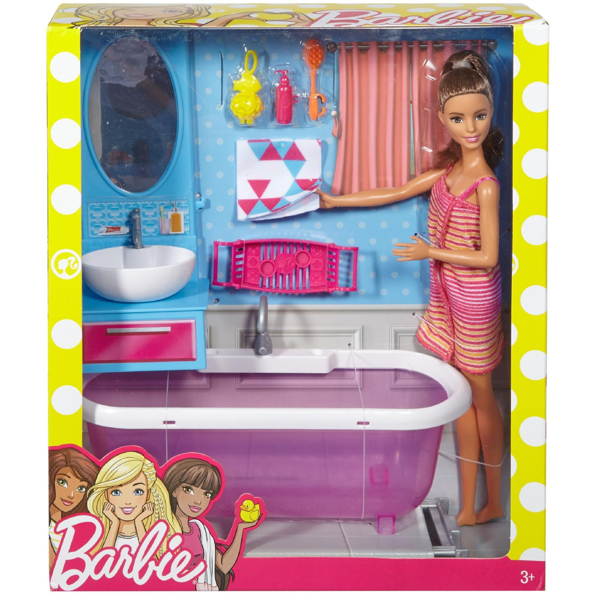 Barbie Doll \u0026 Furniture Bathroom Set 
